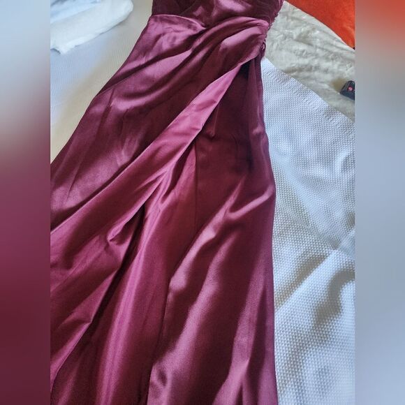 Galina braidsmaid one spaghetti strap side rushed buttons side slit from waist - Picture 13 of 15